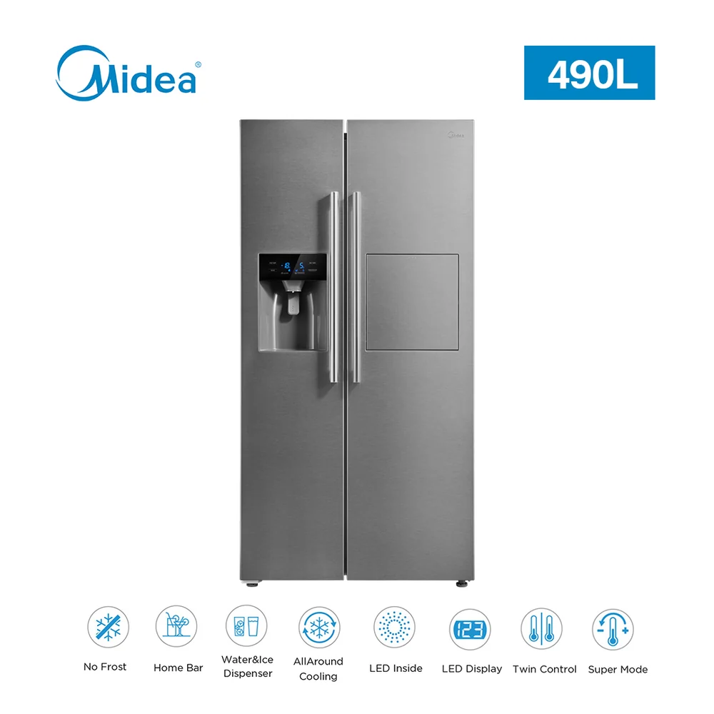 MIDEA REFRIGERATOR SBS 490L MDRS678FGF02 WATER DISPENSER STAINLESS