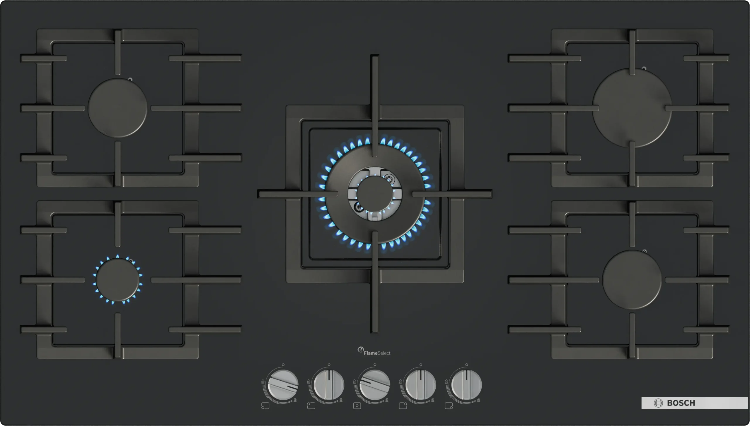 BOSCH Series 6 Gas hob 90 cm Tempered glass, Black PPQ9B6I40M